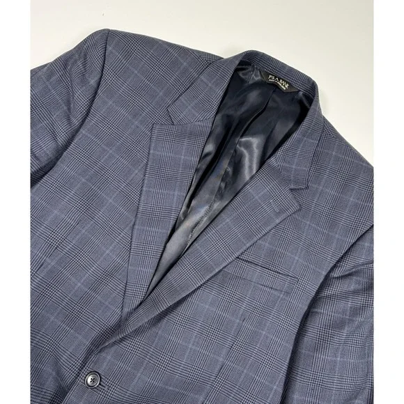Jos. A. Bank Blue Glen Plaid Blazer Jacket Sports Coat Men's 46L Wool