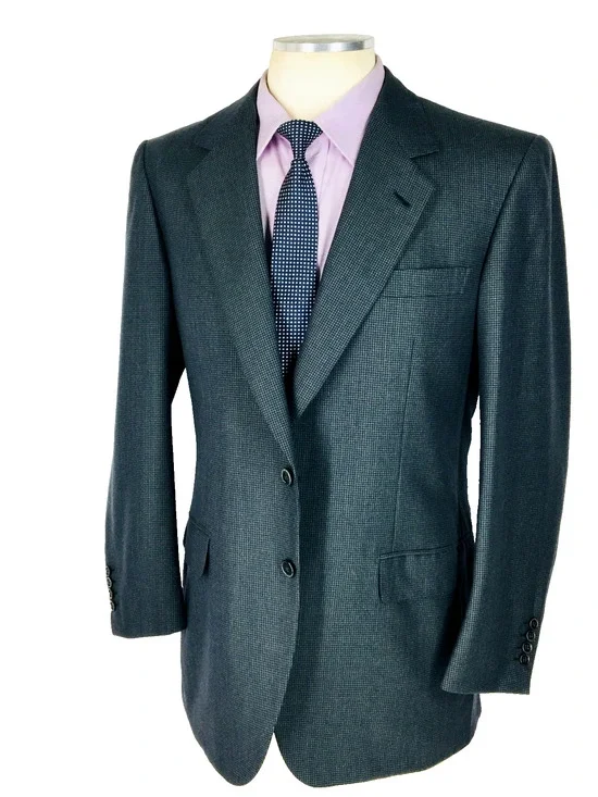40R Brioni Italy Mens 2 Button Pure Wool Blazer Sport Coat Jacket Houndstooth