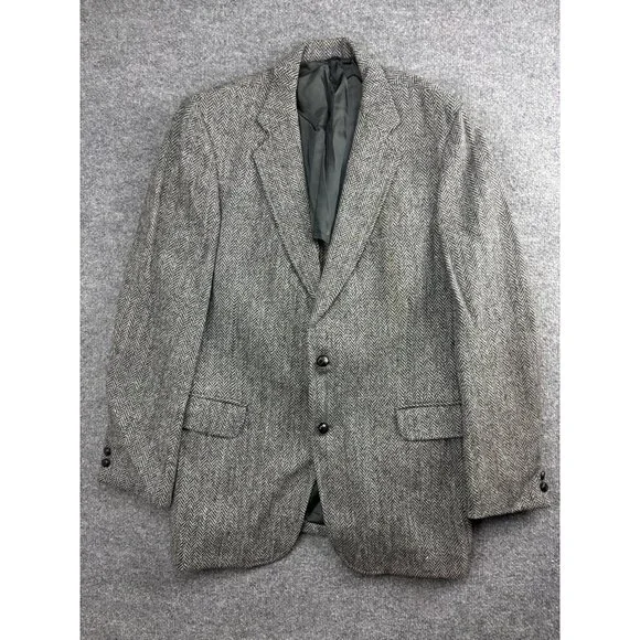 Vintage Harris Tweed Blazer Mens Medium Herringbone Wool Jacket Scotland 90s‎