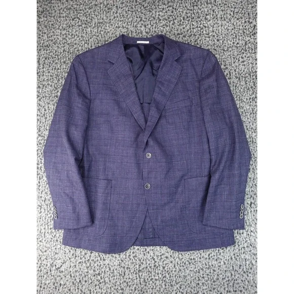 Peter Millar Blazer Mens 46R Navy Blue Good Glen Plaid Patch Pocket Sport Coat
