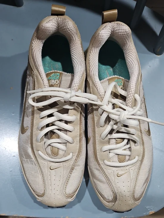 Nike Beige and Teal Air Max 180 Tongue Detail Sneakers