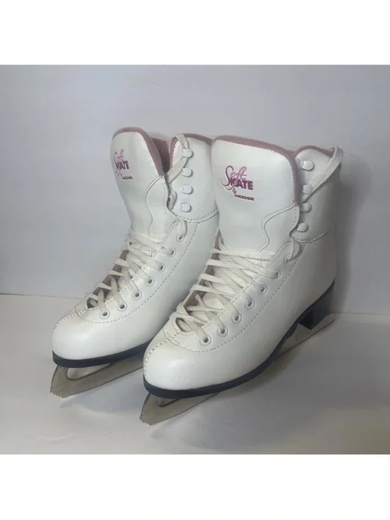 Jackson Ultima SoftSkate JS184PFigure Ice Skates Girls Youth Size 6 White Pink