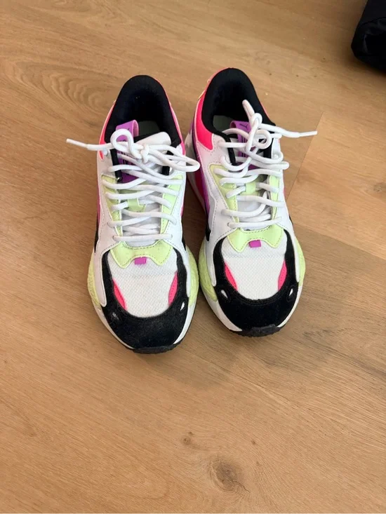 Puma White Mesh Multicolor Chunky Sneakers - Neon Pink & Lime Accents