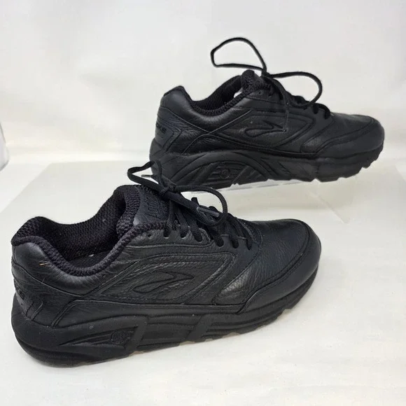 Brooks Addiction Walker Women 9.5 Black Leather Walking Shoes 1200321B001 Exc