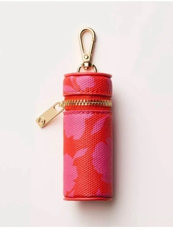 New Kate spade x Target Classic rose lipstick zip case gold bag charm keychain