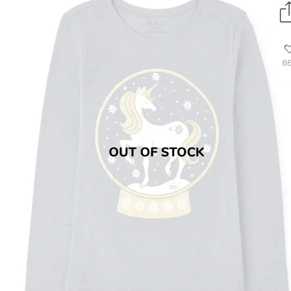 Girls Unicorn Snow‎ Globe Graphic Tee - S/D Slate