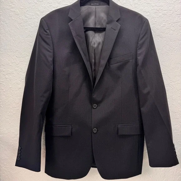 Egara Slim Fit Black Wool Blend Sport Coat Blazer Mens 42L Two Button