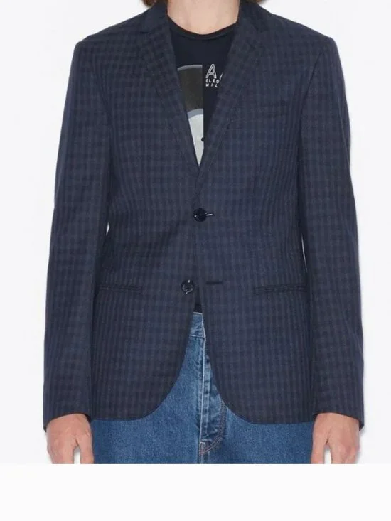 ARMANI EXCHANGE A/X New Men's Navy Grid Two Button Blazer size 46