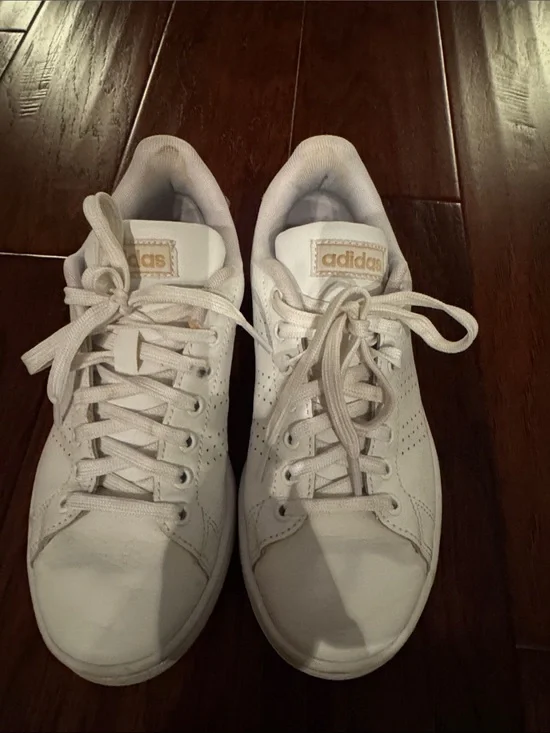 adidas White Sneakers with Beige Logo Accents