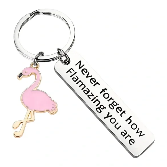 Flamingo Keychain with Inspirational Message