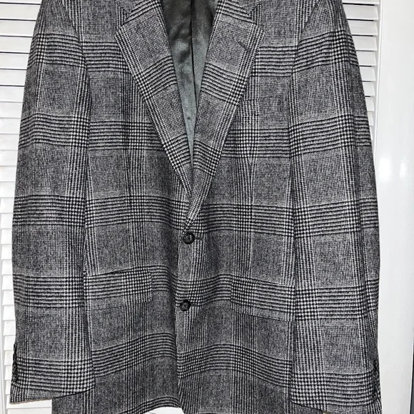 HART SCAFFNER & MARX WOOL BLAZER. VINTAGE Sz 44. Grey windowpane