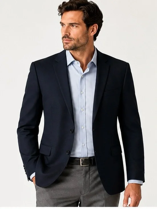 John Varvatos USA 44R Dark Navy 100% Wool Sport Coat Blazer, MSRP $675, EUC