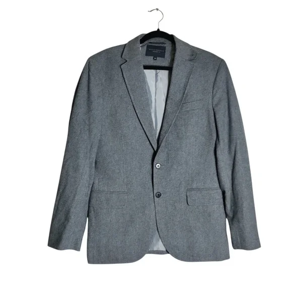 Banana Republic Mens Tailored Fit Grey Cotton Blazer Elbow Patches 38R
