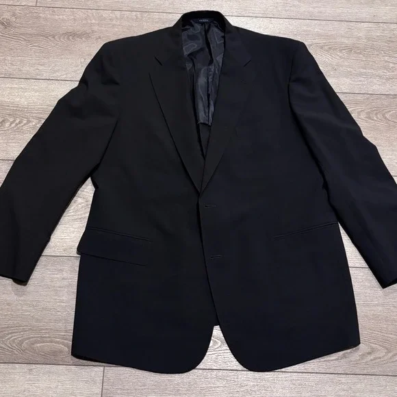 Brooks Brothers Blazer Mens 46R Black BrooksCool Two Button Suit Jacket Business