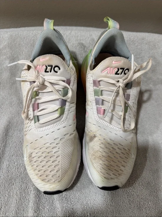 Nike Cream Sneakers with Pastel Pink, Green and Purple Accents
