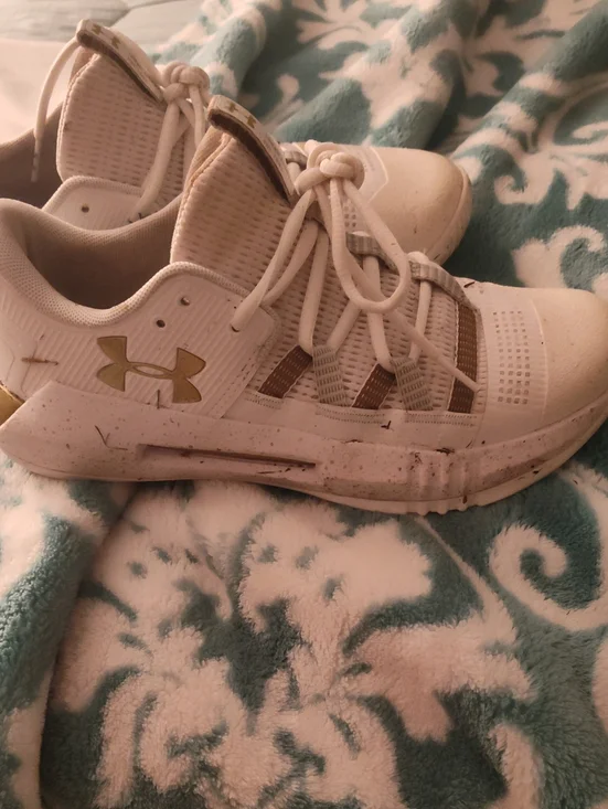 Under Armour White and Gold Performance Training Sneakers
