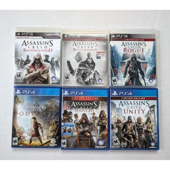Assassins Creed Game lot of 6 Sony PS3 PS4 Unity Odyssey Syndicate Brotherhood +