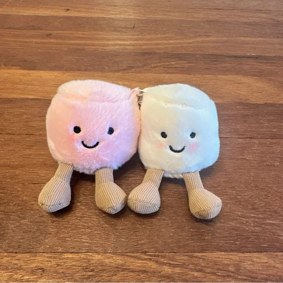 Pair of Marshmallows Plush Keychain Cute Kawaii Bag Charm Gift New