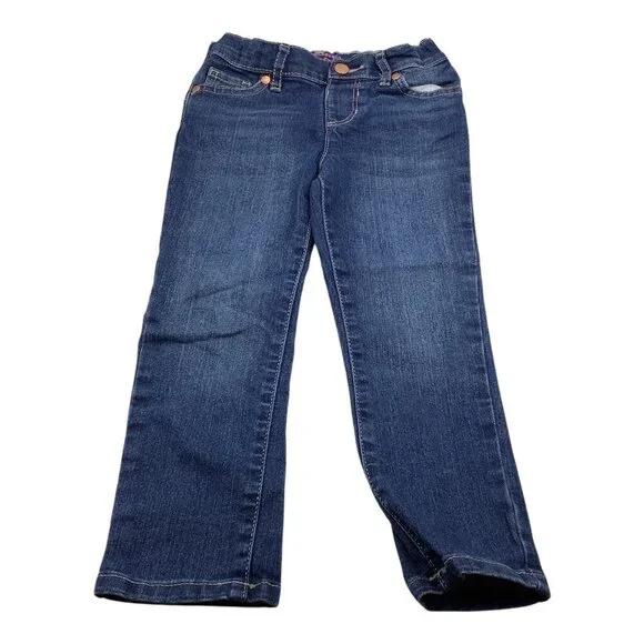 Childrens Place Girls Skinny Jeans 4T‎ Blue Adjustable Waist Denim Cotton Blend