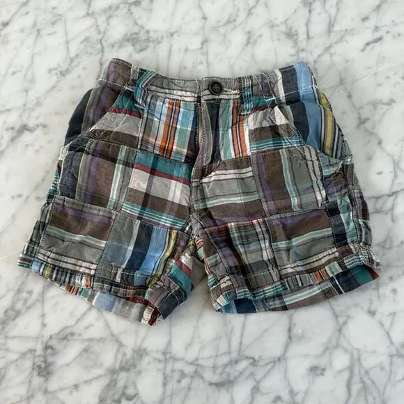 Plaid Patchwork Y2K Preppy Shorts Sz 18 Mo