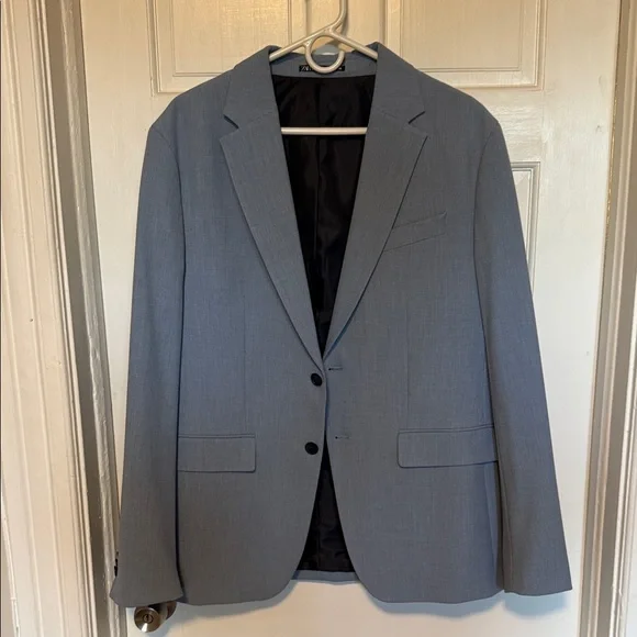 Zara Baby Blue Men's Blazer - Modern Two-Button Tailoring