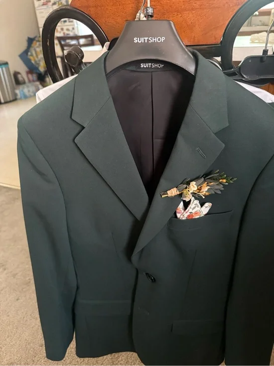 Classic Dark Green Single-Breasted Suit Jacket -