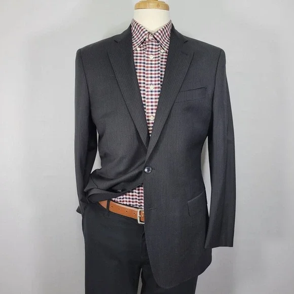 Brooks Brothers Explorer Fitzgerald‎ Men's Sport Coat Striped CH Black Wool 41R