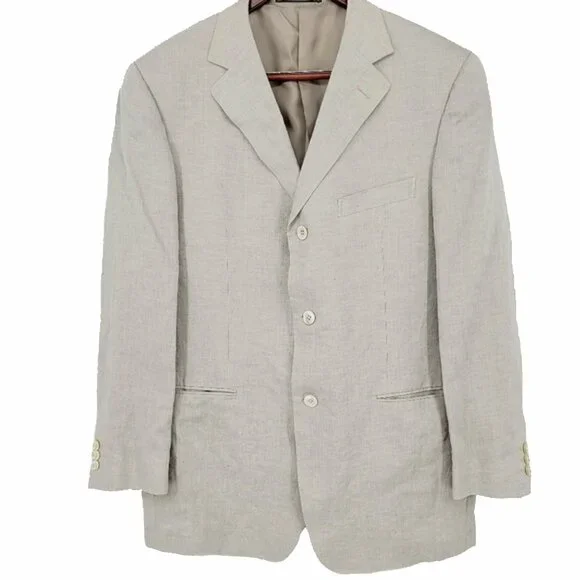 NEW Ermenegildo Zegna Sportcoat Jacket! US 44 e 54  Linen Taupe  Casual Luxury