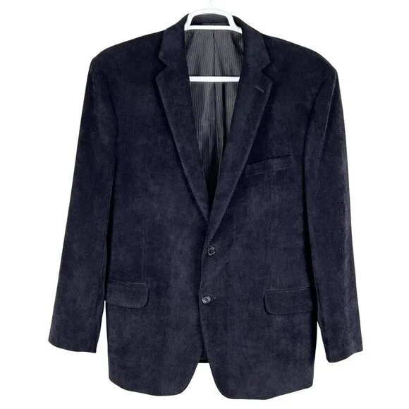 Calvin Klein Mens 46R Black Corduroy Blazer Sport Coat Double Vented Holiday
