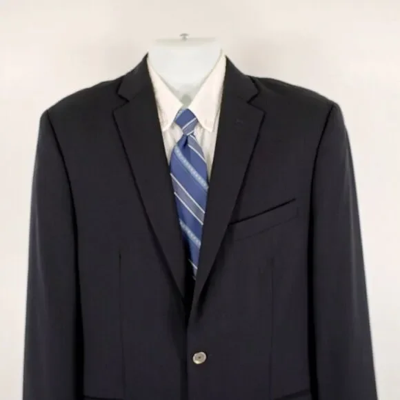 Calvin Klein Wool Navy Blue 38L 2 Silver Button‎ Blazer Or Slim Fit 40L