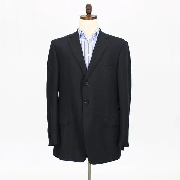 Ermenegildo Zegna Trofeo 46L Black Solid 3-Button Sport Coat Blazer Jacket T577