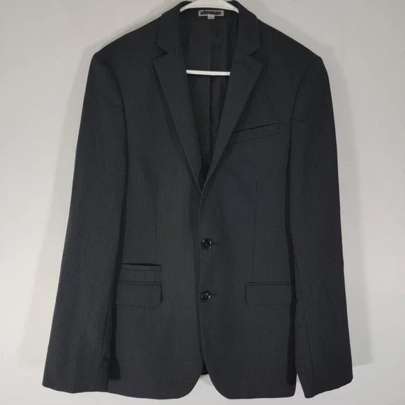 Express Photographer Men's Sport Coat Two Button CH Black Striped‎ 36R Fitted