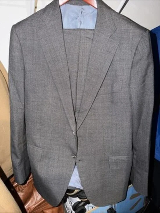 SuitSupply Lazio VBC Tropical Wool Suit Gray 44R FLAW READ