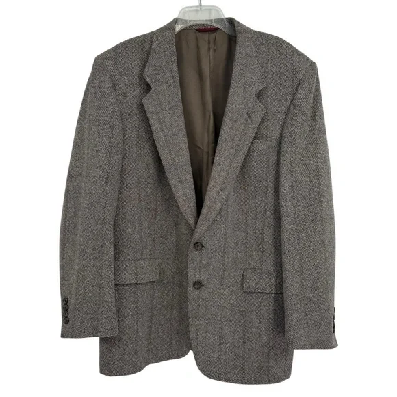 Hart Schaffner Marx Size 44L Wool Blazer Sport Coat Suit Jacket black 2 button