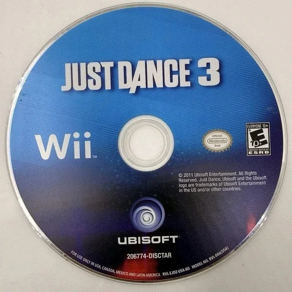 Just Dance 3 Nintendo Wii Video Game Disc Only Ubisoft 2011 RVL-SJDZ-USA-B0