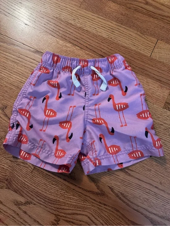 Hanna Andersson Pink Flamingo Swim Shorts 3T