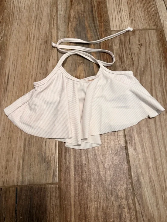 Kortni Jeane Mini Ribbed White Swing Swim Top