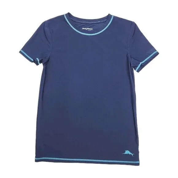 Tommy Bahama Rash Guard Shirt Blue Size XL Youth 14 Kids Short Sleeve Swim Top