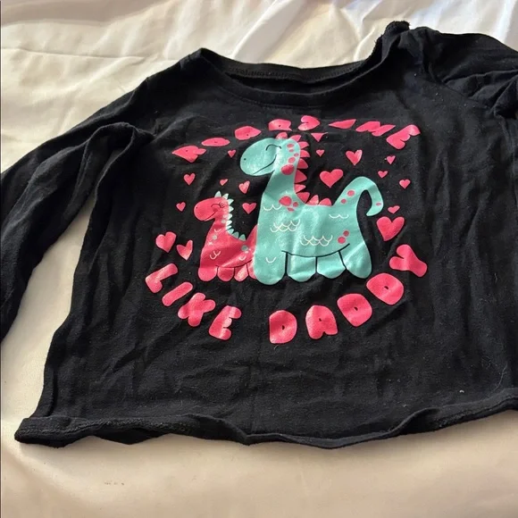 The Children's Place Black Long Sleeve Dinosaur Tee 3T