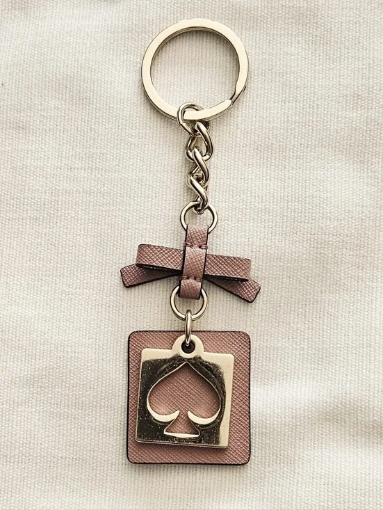 Kate Spade Pink Bow Spade Square Keychain