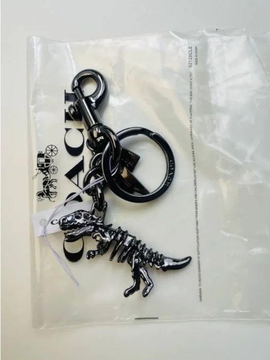 Coach Black Rexy Skeleton Bag Charm Keychain