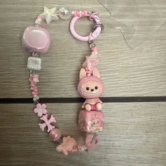 New labubu pink bag charm / keychain