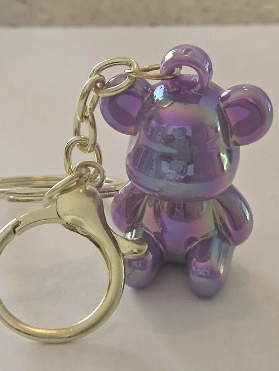 NWT Iridescent Purple Bear Keychain