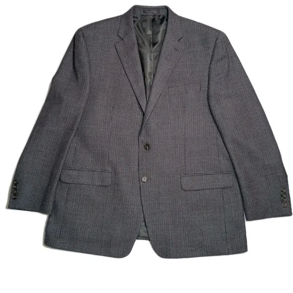 CHAPS Ralph Lauren Grey Tweed Wool Check Blazer Coat Men's 46R‎ Academia Office
