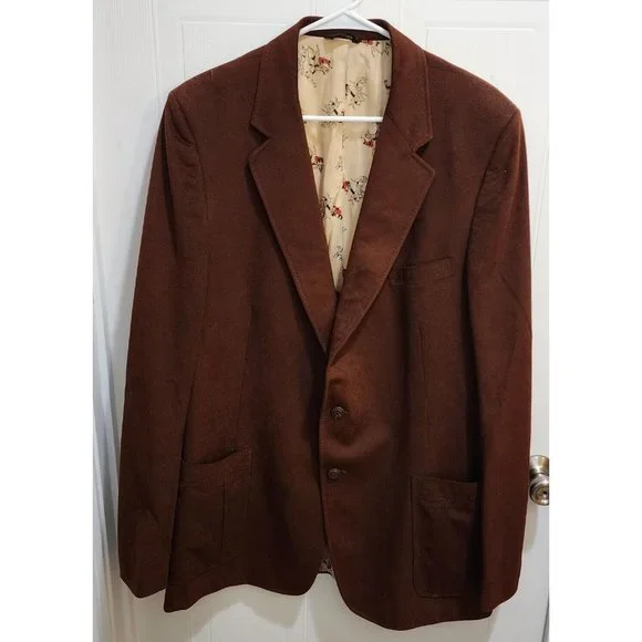 VTG Phoenix Clothes Brown 2Button Hunting Blazer Jacket Big & Tall USA Union 46L