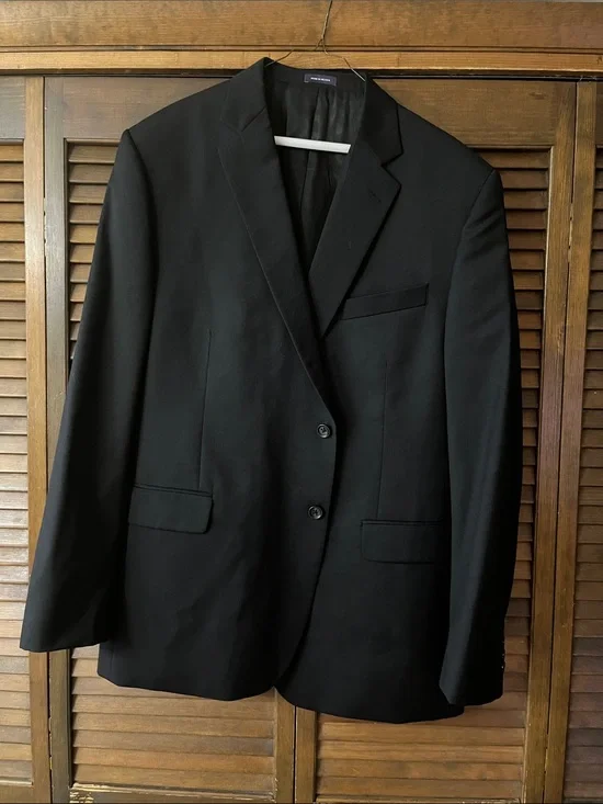 Stafford Black Two-Button Notch Lapel Sport Coat
