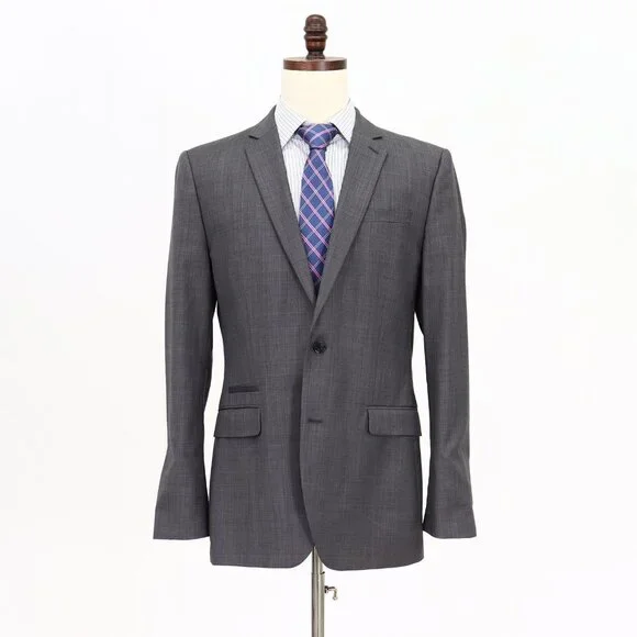 Express 42L Gray Solid 2-Button Sport Coat Blazer Jacket V113