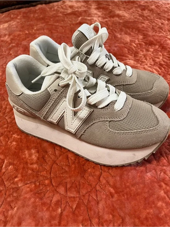 New Balance Women's Beige Platform Sneakers