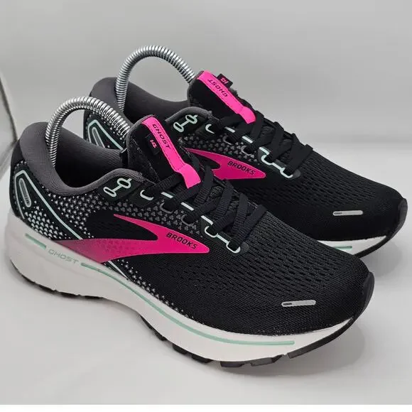 Brooks Ghost 14 Black Pink Yucca Womens 7.5 Medium B UK 5.5 Running Shoes