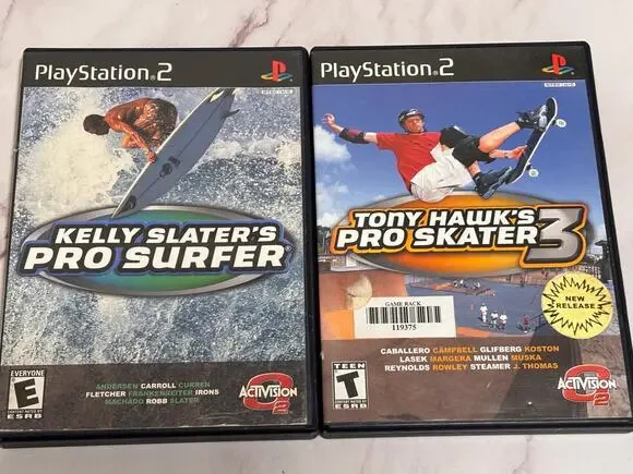 Lot of 2 Play Station PS2 Games Tony Hawk Pro Skater 3 Kelly Slater Pro Surfer